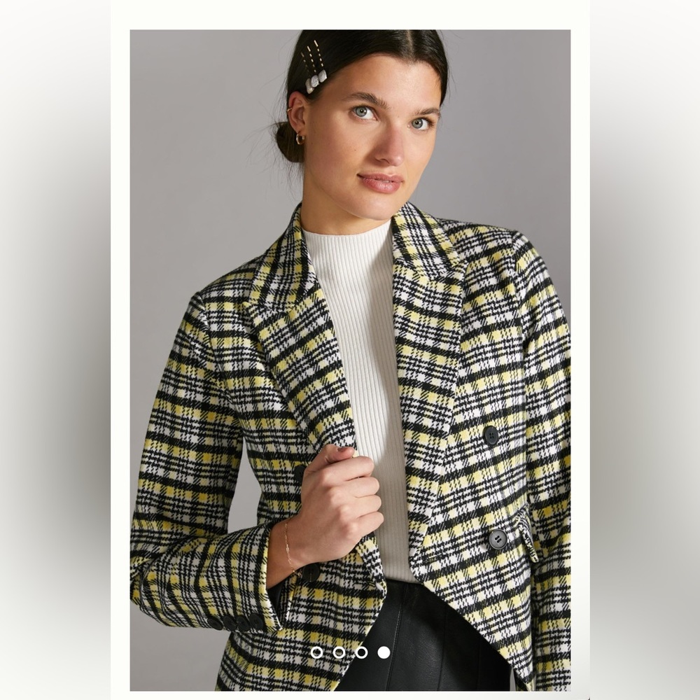 AVEC LES FILLES Anthropologie Black & Yellow Wool Blend Blazor (M)